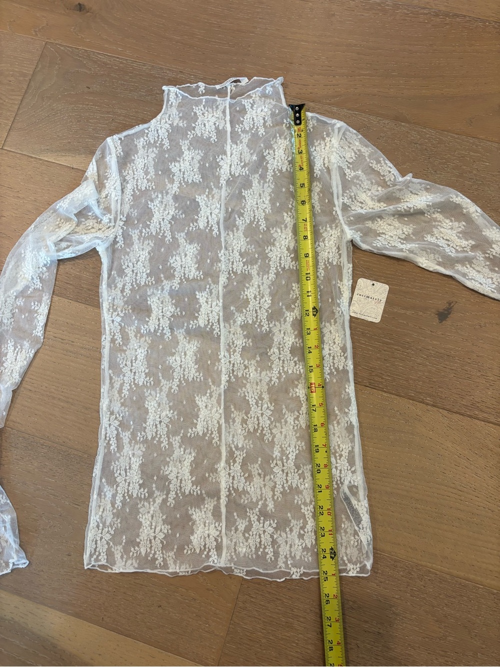 Free People Lady Lux Floral Mesh Layering Top lace Med NWT Evening Cream White - Picture 9 of 10